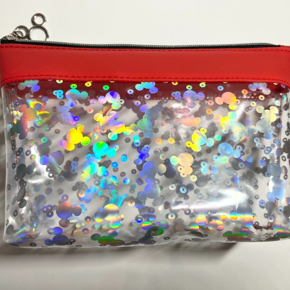 Jelly Fabric Mickey Print Clear Makeup Bag! 9”W x 5.5”H